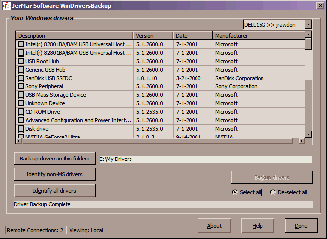 WinDriversBackup Screenshot